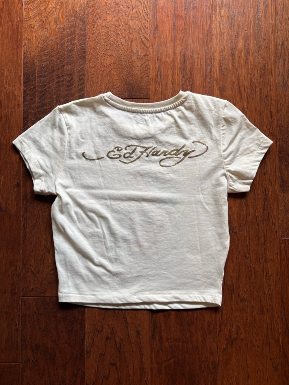 Ed Hardy Cream Koi Fish Graphic Tee | Size S | Floral Tattoo Style - Picture 5 of 9